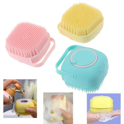 Silicone Bath and Body Shower Brush with Liquid Soap Dispenser (Random Color)