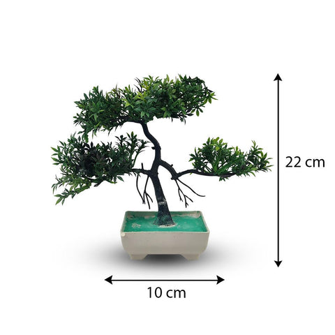 Green Artificial Bonsai Tree ( 1 Piece )– Bonsai Tree Room Decor for Home, Office & Bedroom | Best Artificial plaster Pot