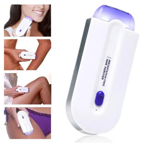 Women’s Electric Hair Remover with Advanced Sensa-Light Technology & Built-in LED Light | Safe & Painless Shaver for Face, Arms, Armpits, Legs & Full Body | Portable Lipstick-Design Razor, Washable Head, Gentle on Skin, Battery Operated