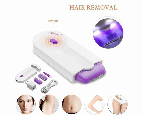 Women’s Electric Hair Remover with Advanced Sensa-Light Technology & Built-in LED Light | Safe & Painless Shaver for Face, Arms, Armpits, Legs & Full Body | Portable Lipstick-Design Razor, Washable Head, Gentle on Skin, Battery Operated